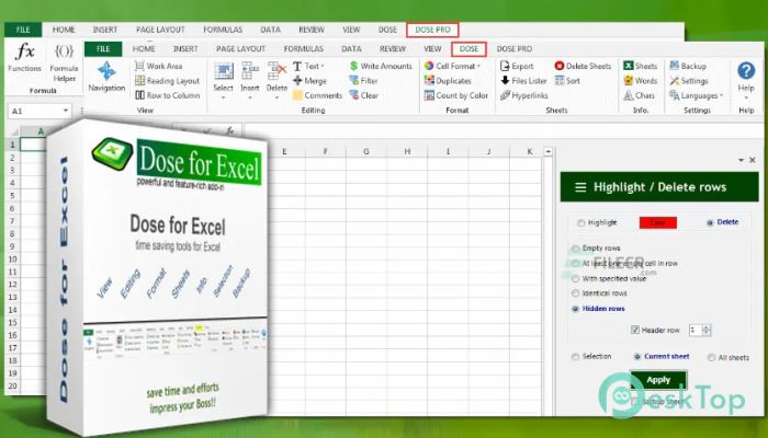 Features of Zbrainsoft Dose for Excel 2023
